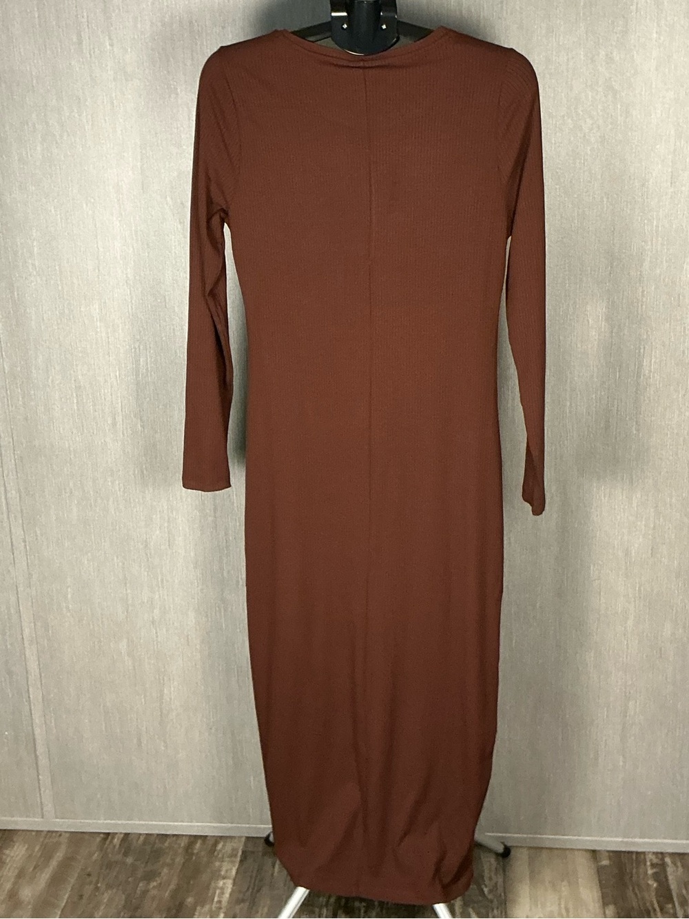 Desigual Long Sleeve Ribbed Maxi  Dress in Dark Brown - Picture 5 of 12
